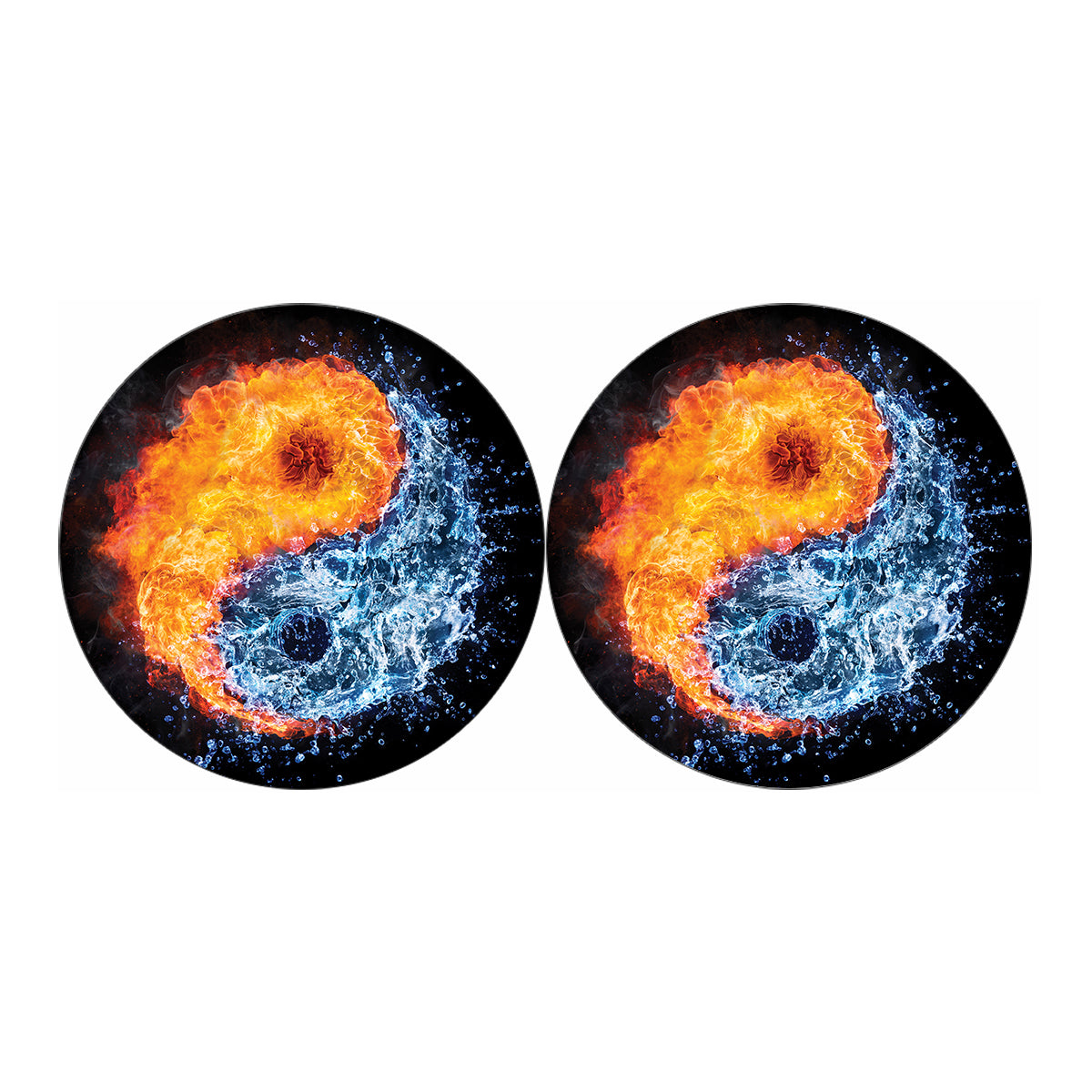 Fire And Water Yin Yang Print Car Coasters