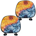 Fire And Water Yin Yang Print Car Headrest Covers