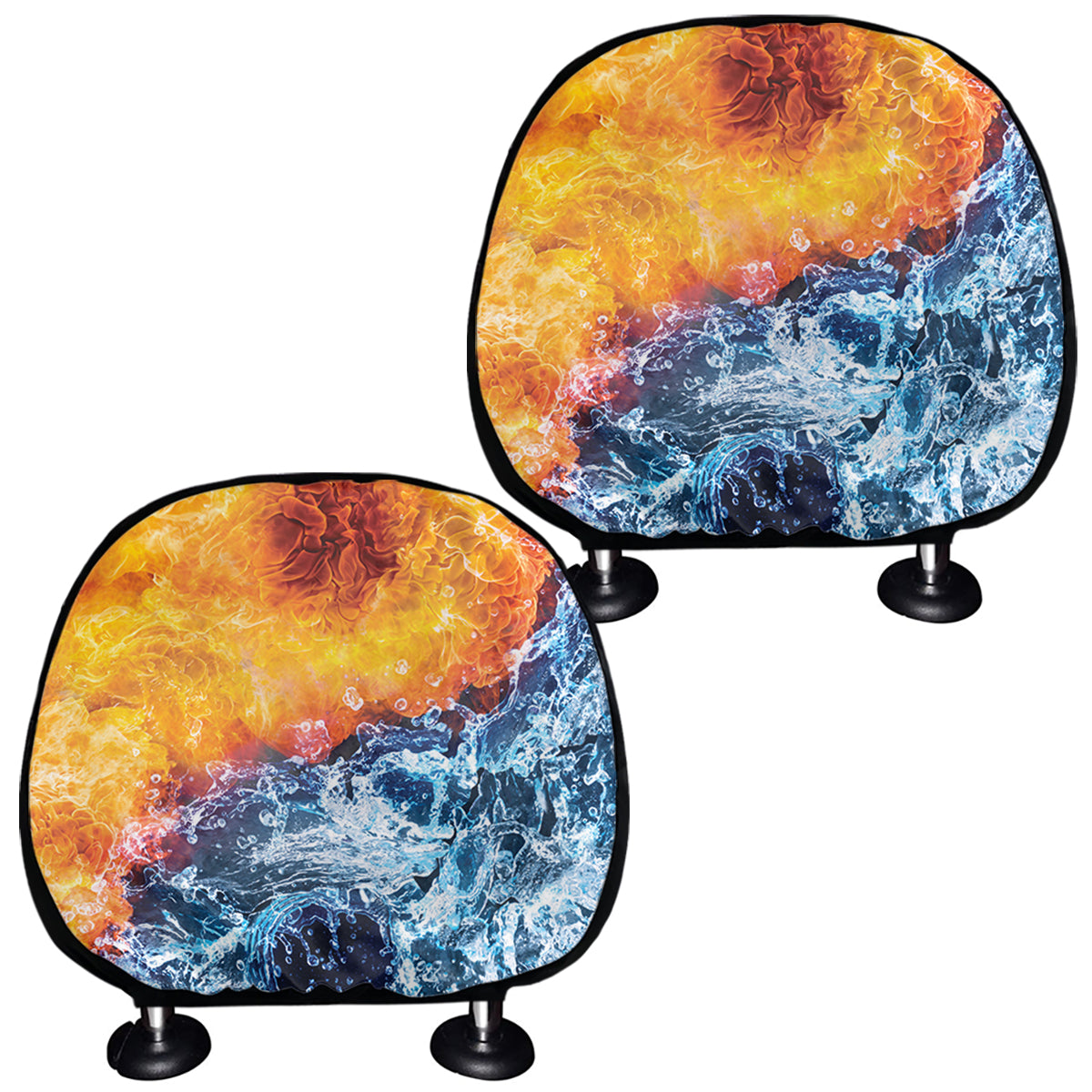 Fire And Water Yin Yang Print Car Headrest Covers