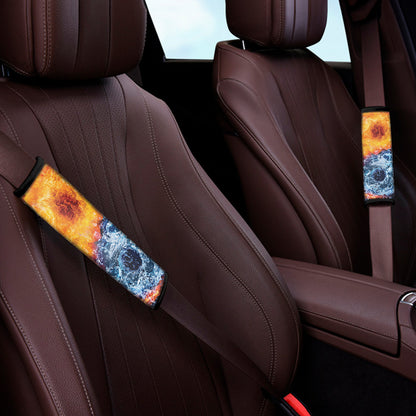 Fire And Water Yin Yang Print Car Seat Belt Covers