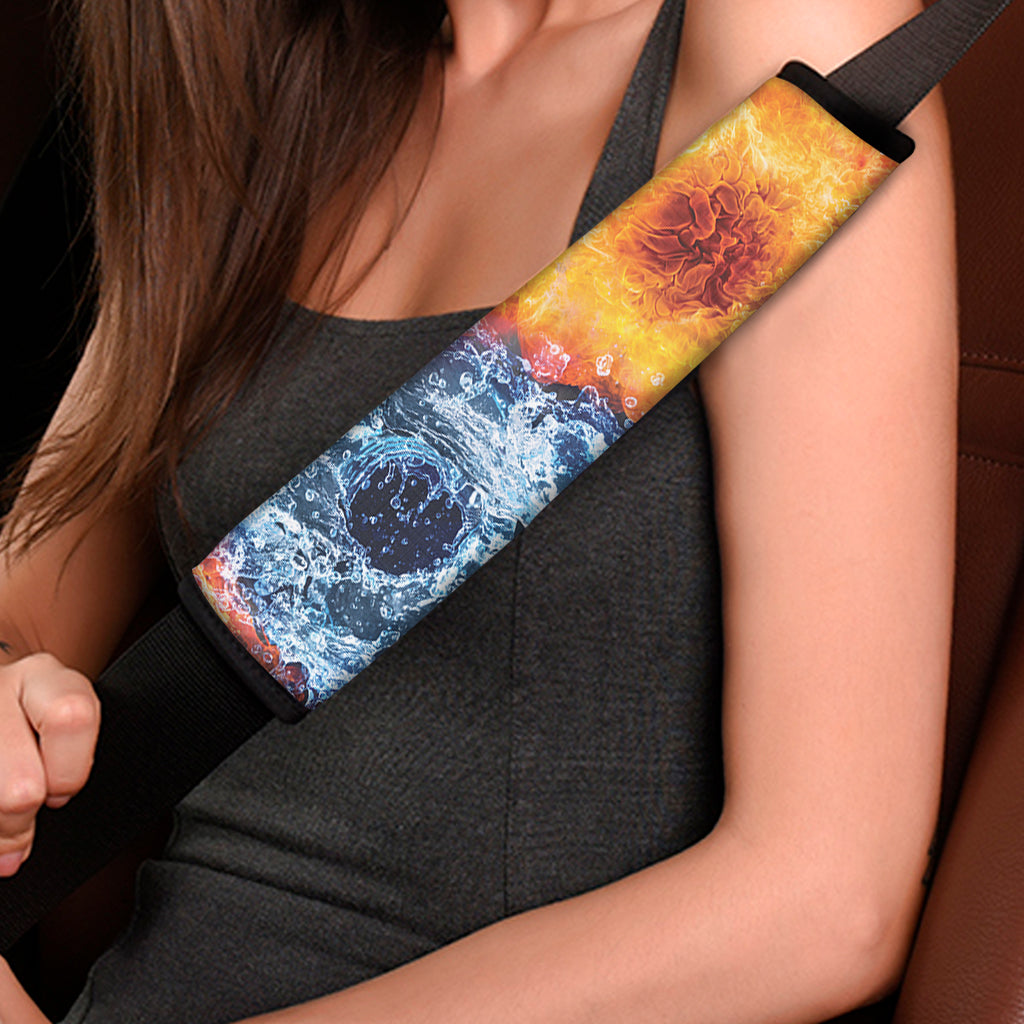 Fire And Water Yin Yang Print Car Seat Belt Covers