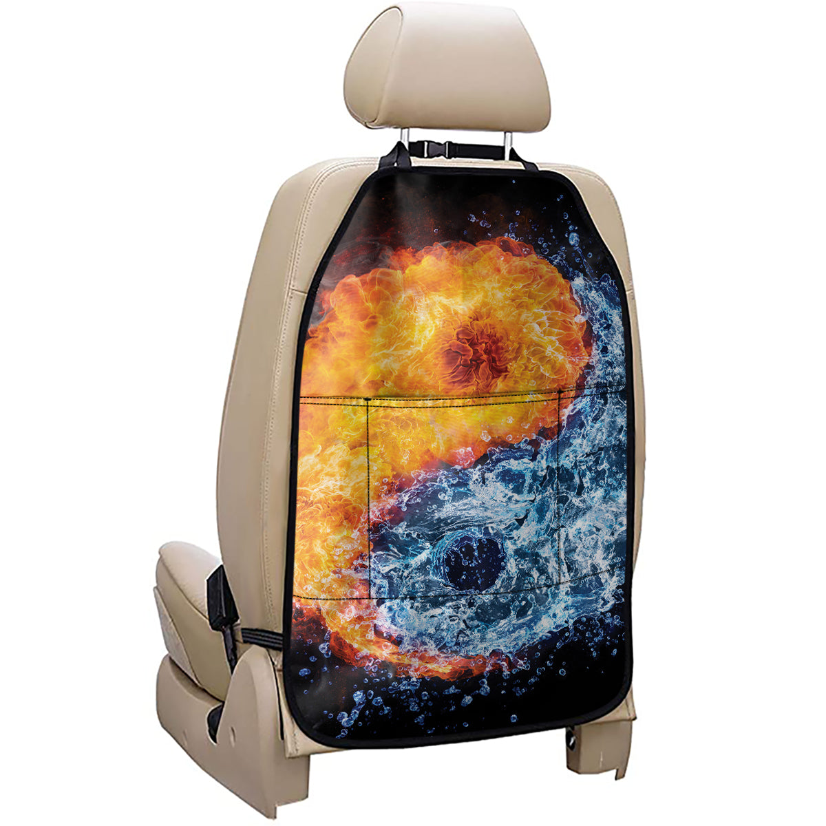 Fire And Water Yin Yang Print Car Seat Organizers