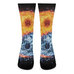 Fire And Water Yin Yang Print Crew Socks