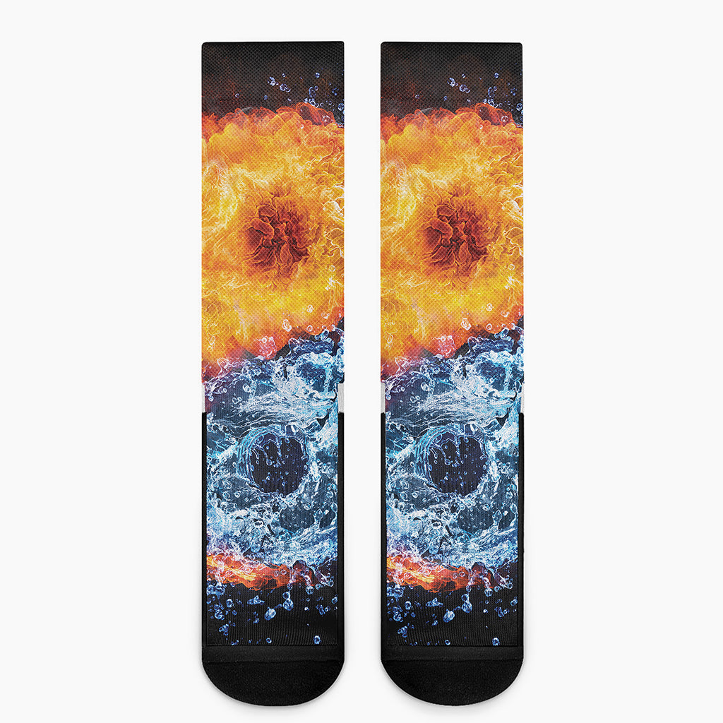 Fire And Water Yin Yang Print Crew Socks