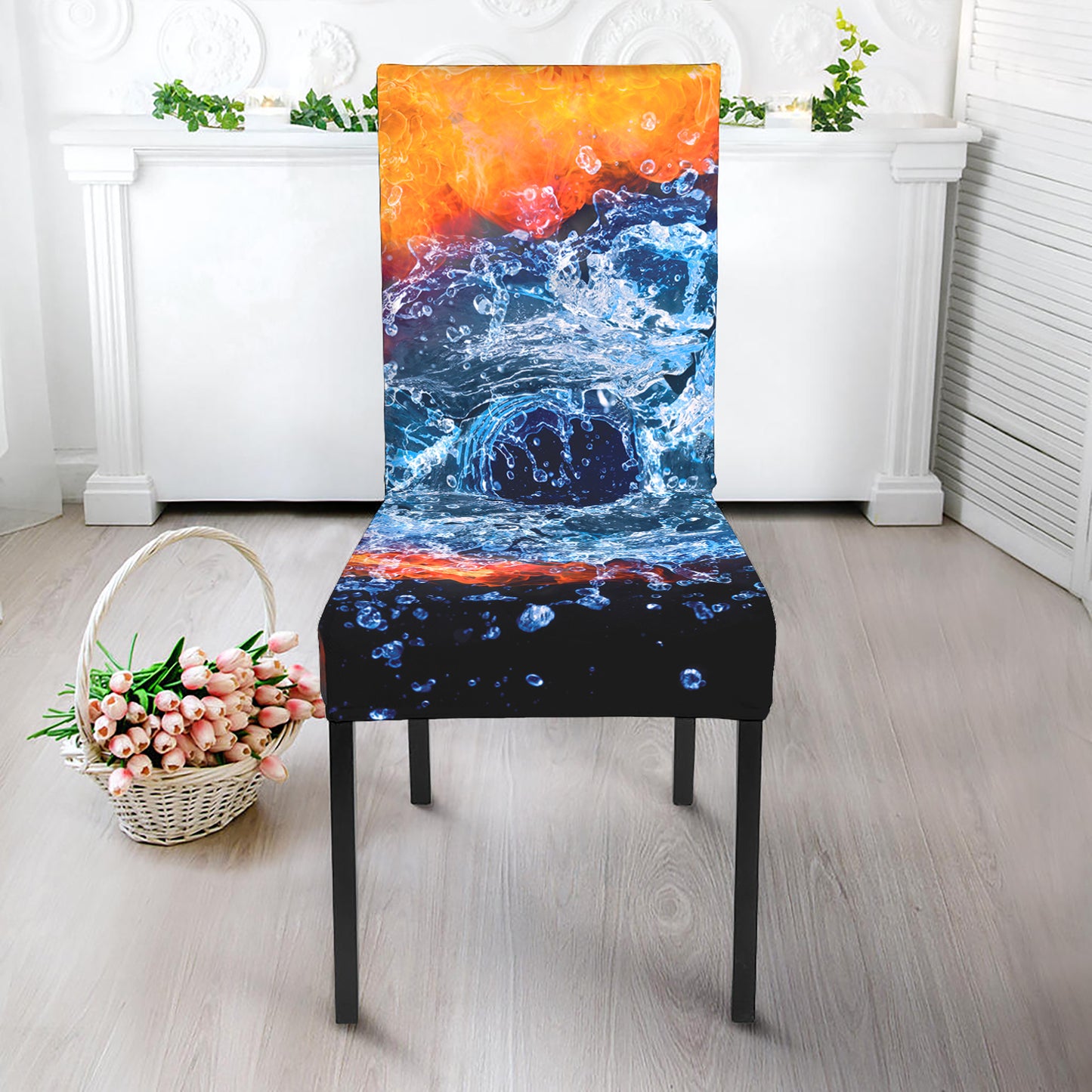Fire And Water Yin Yang Print Dining Chair Slipcover