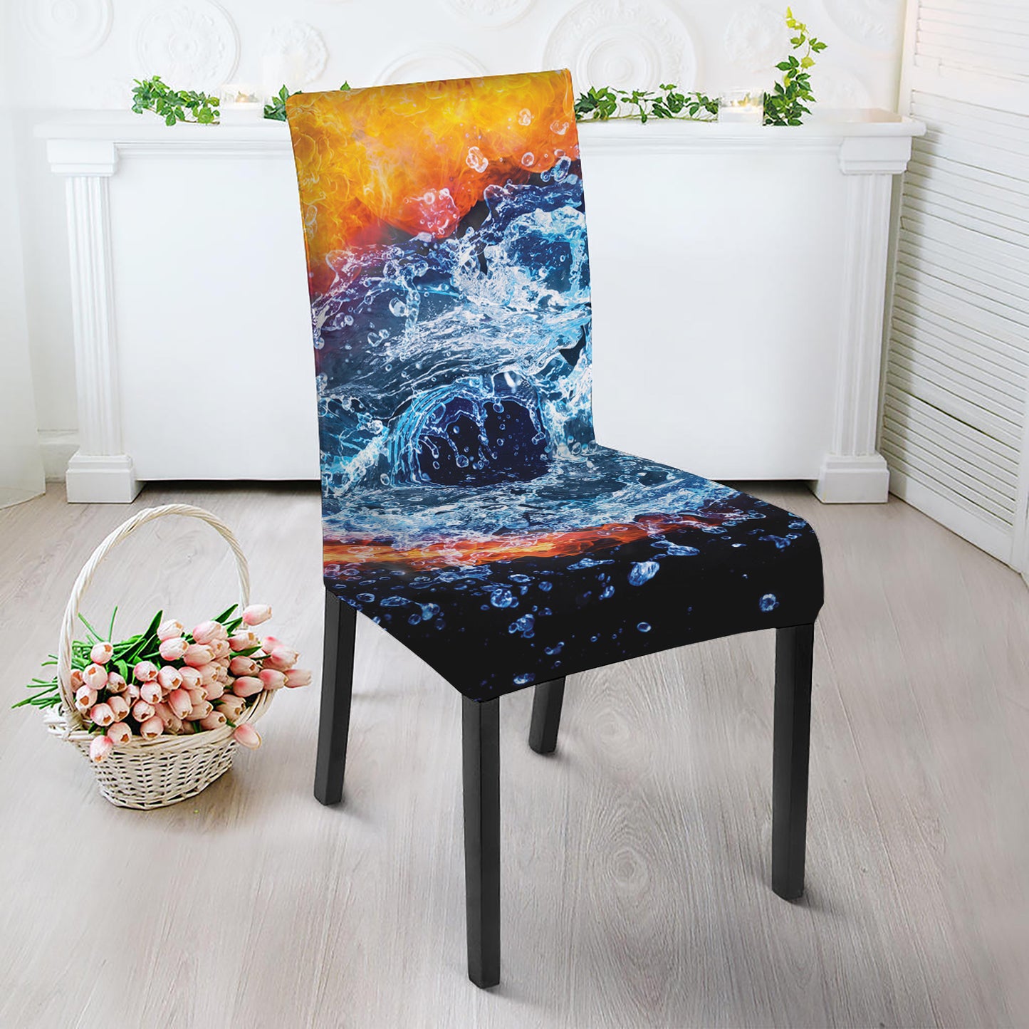 Fire And Water Yin Yang Print Dining Chair Slipcover