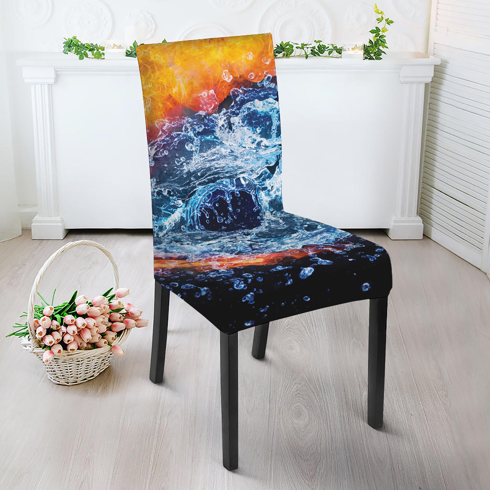 Fire And Water Yin Yang Print Dining Chair Slipcover