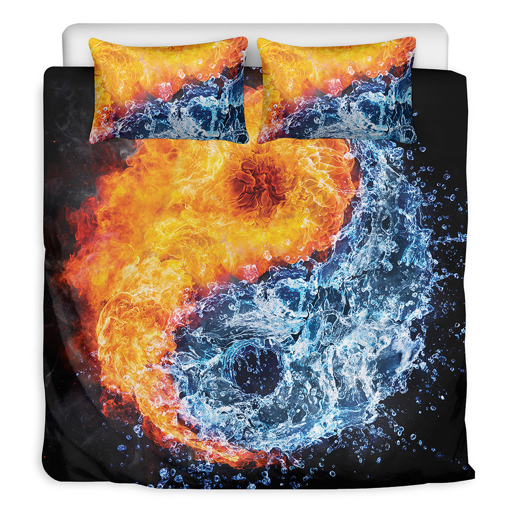 Fire And Water Yin Yang Print Duvet Cover Bedding Set