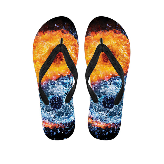 Fire And Water Yin Yang Print Flip Flops