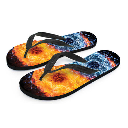 Fire And Water Yin Yang Print Flip Flops