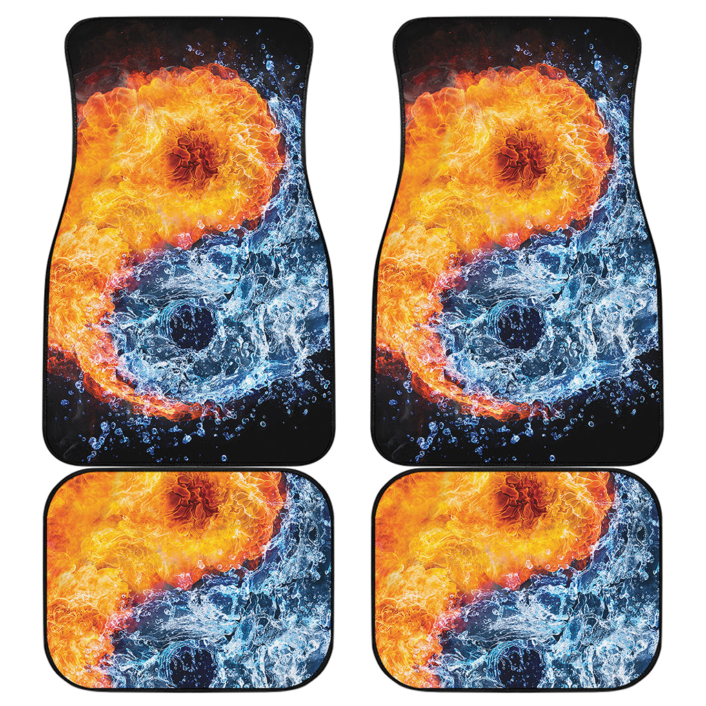 Fire And Water Yin Yang Print Front and Back Car Floor Mats