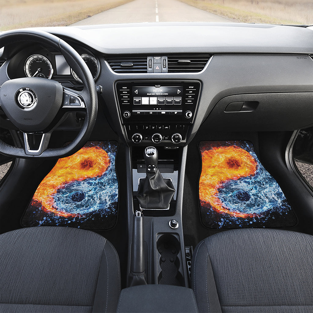 Fire And Water Yin Yang Print Front and Back Car Floor Mats