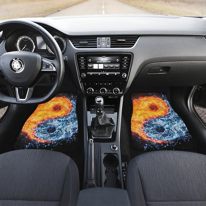 Fire And Water Yin Yang Print Front and Back Car Floor Mats
