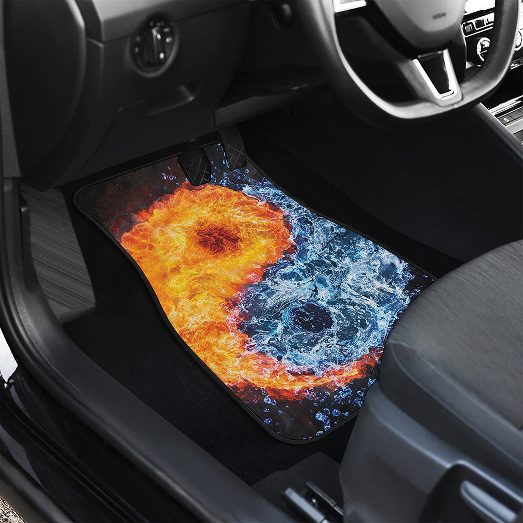 Fire And Water Yin Yang Print Front and Back Car Floor Mats