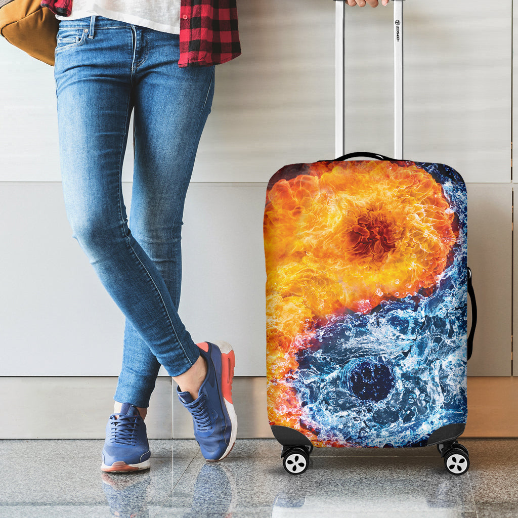 Fire And Water Yin Yang Print Luggage Cover