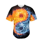 Fire And Water Yin Yang Print Men's Baseball Jersey