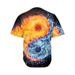 Fire And Water Yin Yang Print Men's Baseball Jersey