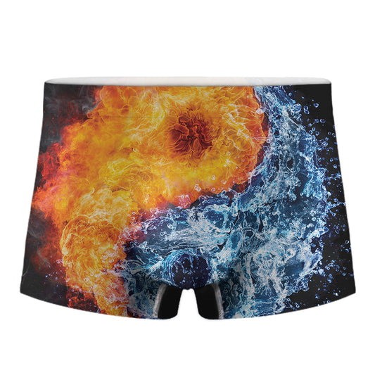 Fire And Water Yin Yang Print Men's Boxer Briefs