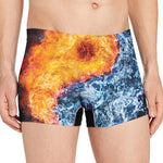 Fire And Water Yin Yang Print Men's Boxer Briefs