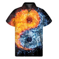 Fire And Water Yin Yang Print Men's Short Sleeve Shirt