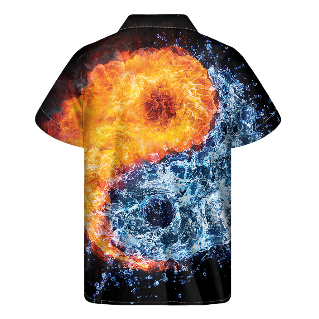 Fire And Water Yin Yang Print Men's Short Sleeve Shirt