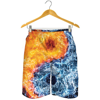 Fire And Water Yin Yang Print Men's Shorts