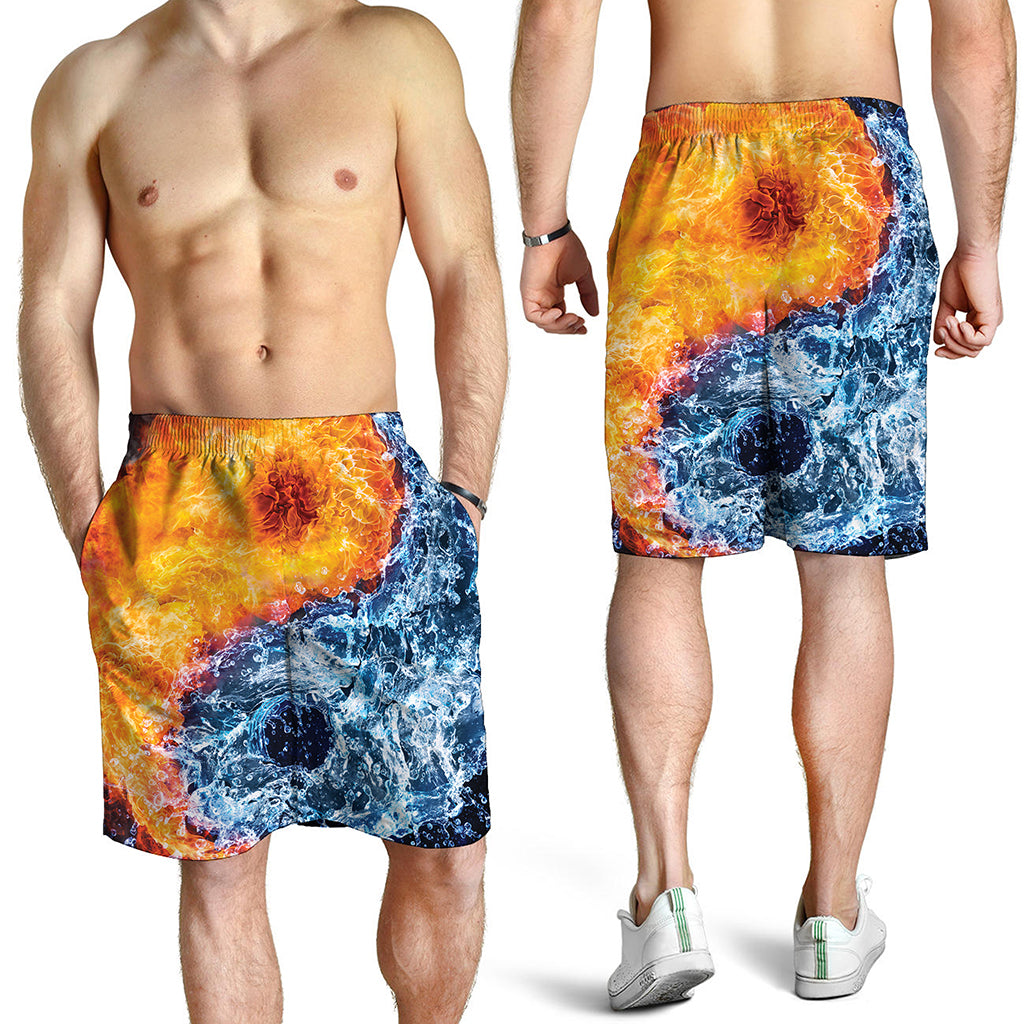 Fire And Water Yin Yang Print Men's Shorts