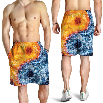 Fire And Water Yin Yang Print Men's Shorts
