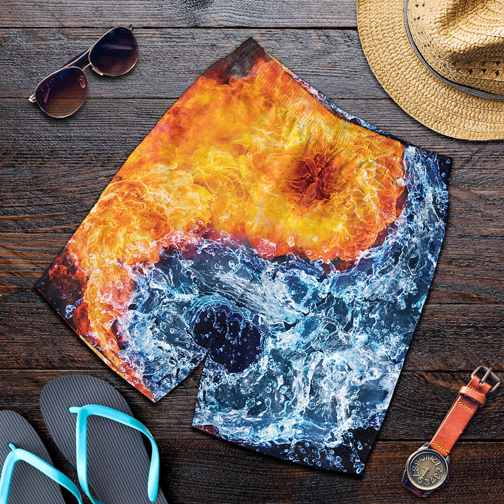 Fire And Water Yin Yang Print Men's Shorts