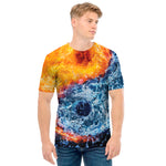 Fire And Water Yin Yang Print Men's T-Shirt