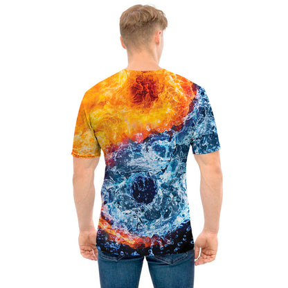 Fire And Water Yin Yang Print Men's T-Shirt
