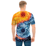 Fire And Water Yin Yang Print Men's T-Shirt
