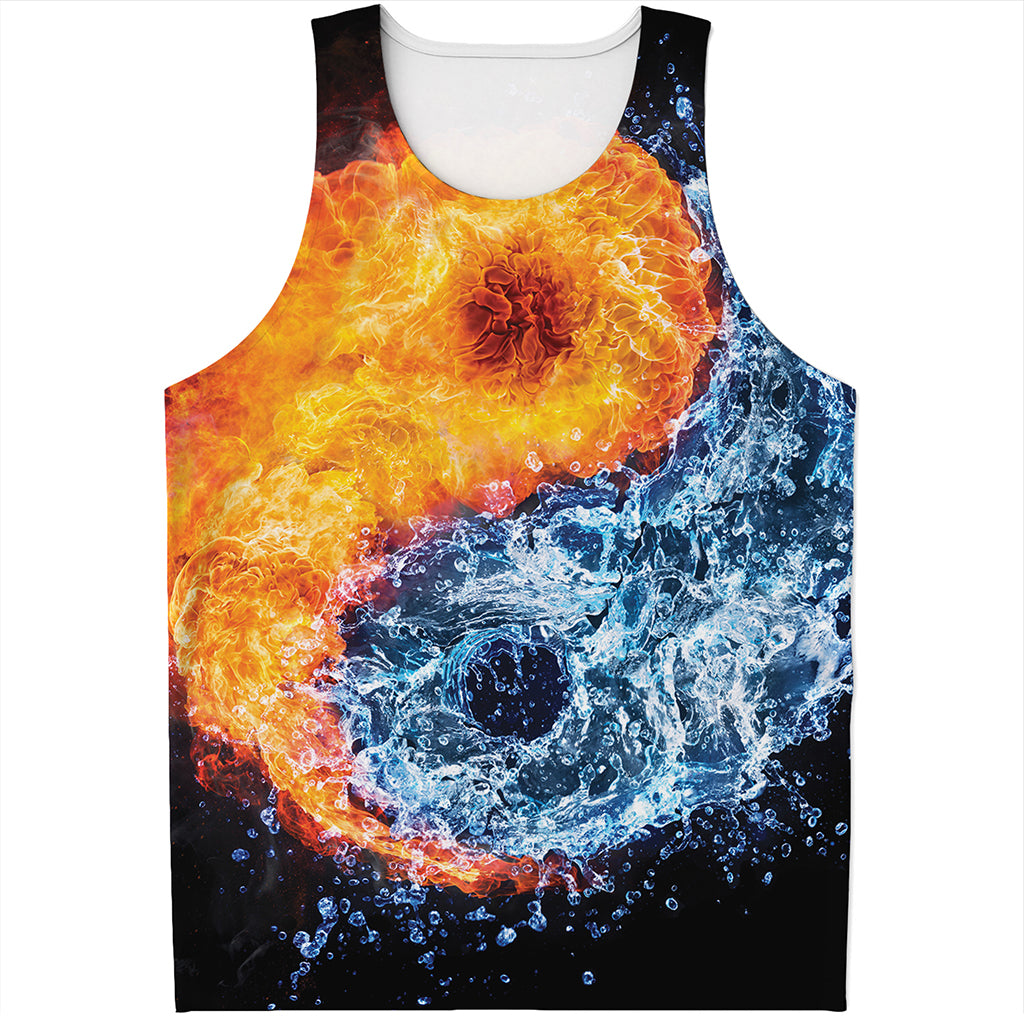 Fire And Water Yin Yang Print Men's Tank Top