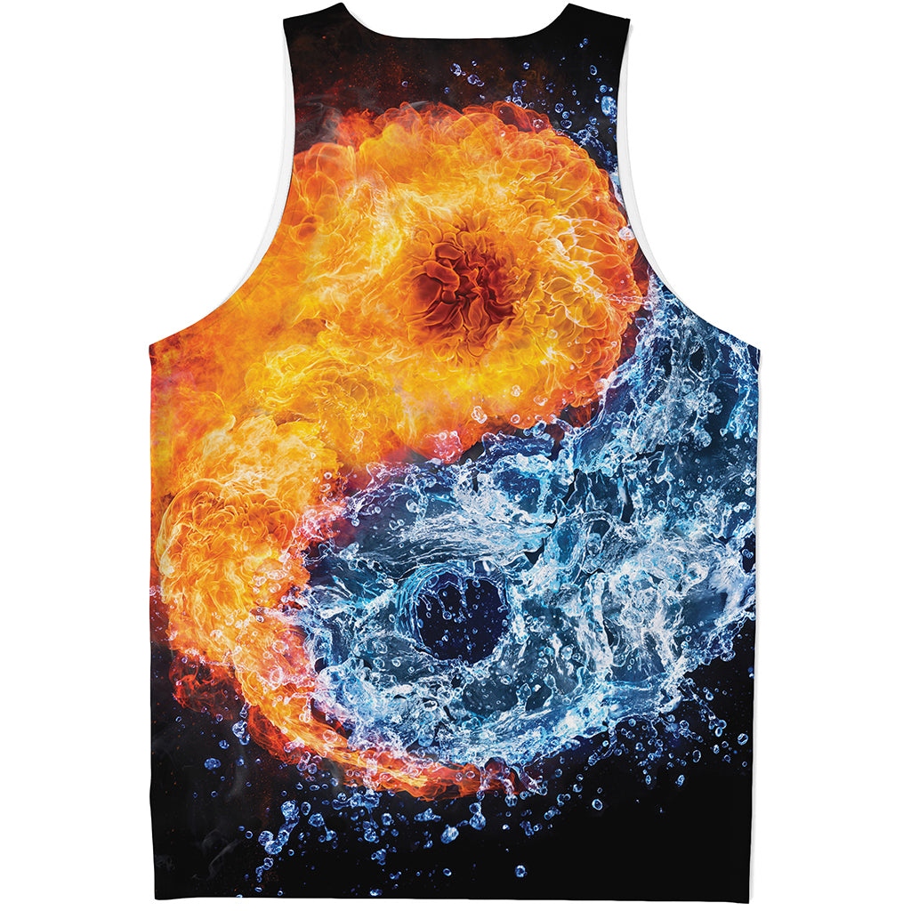 Fire And Water Yin Yang Print Men's Tank Top