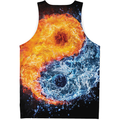 Fire And Water Yin Yang Print Men's Tank Top