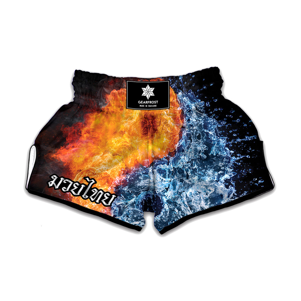 Fire And Water Yin Yang Print Muay Thai Boxing Shorts