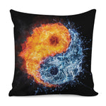 Fire And Water Yin Yang Print Pillow Cover