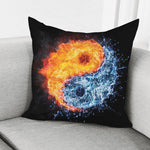 Fire And Water Yin Yang Print Pillow Cover