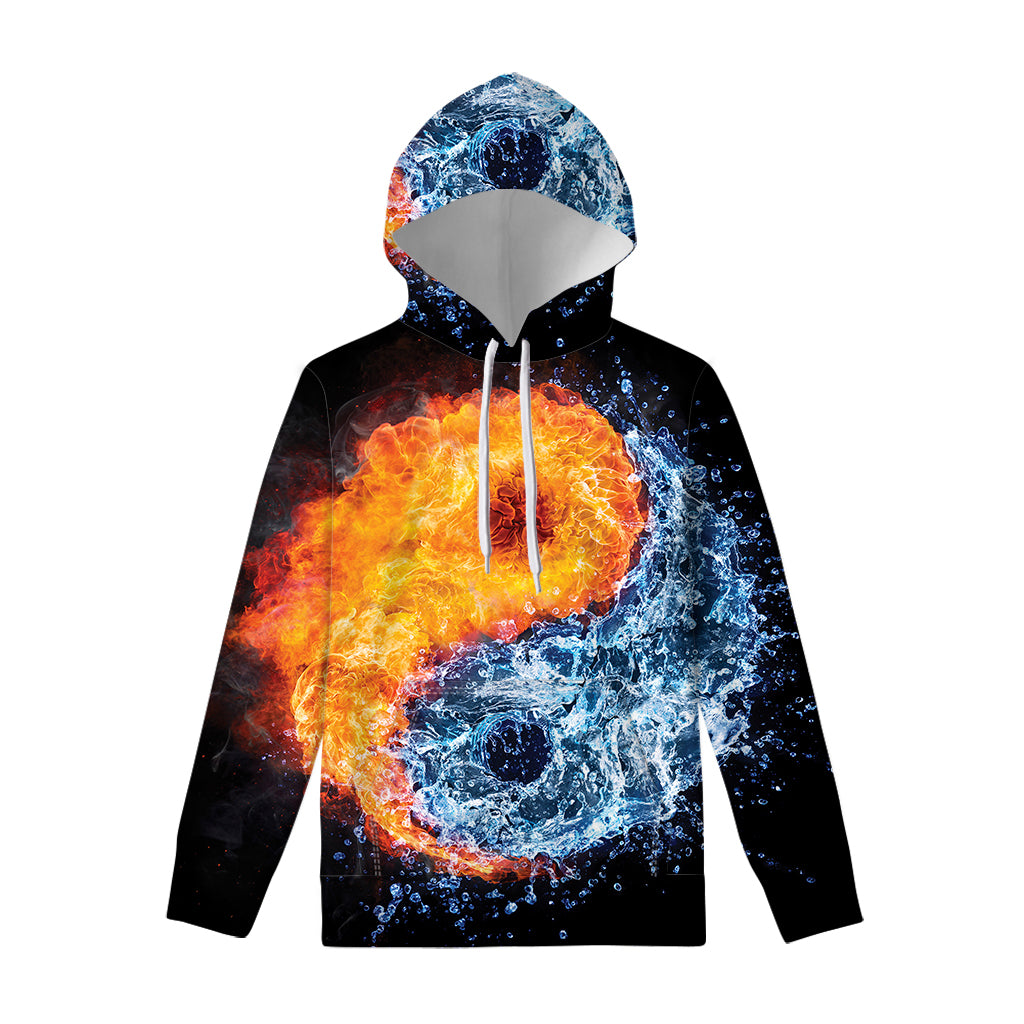 Fire And Water Yin Yang Print Pullover Hoodie