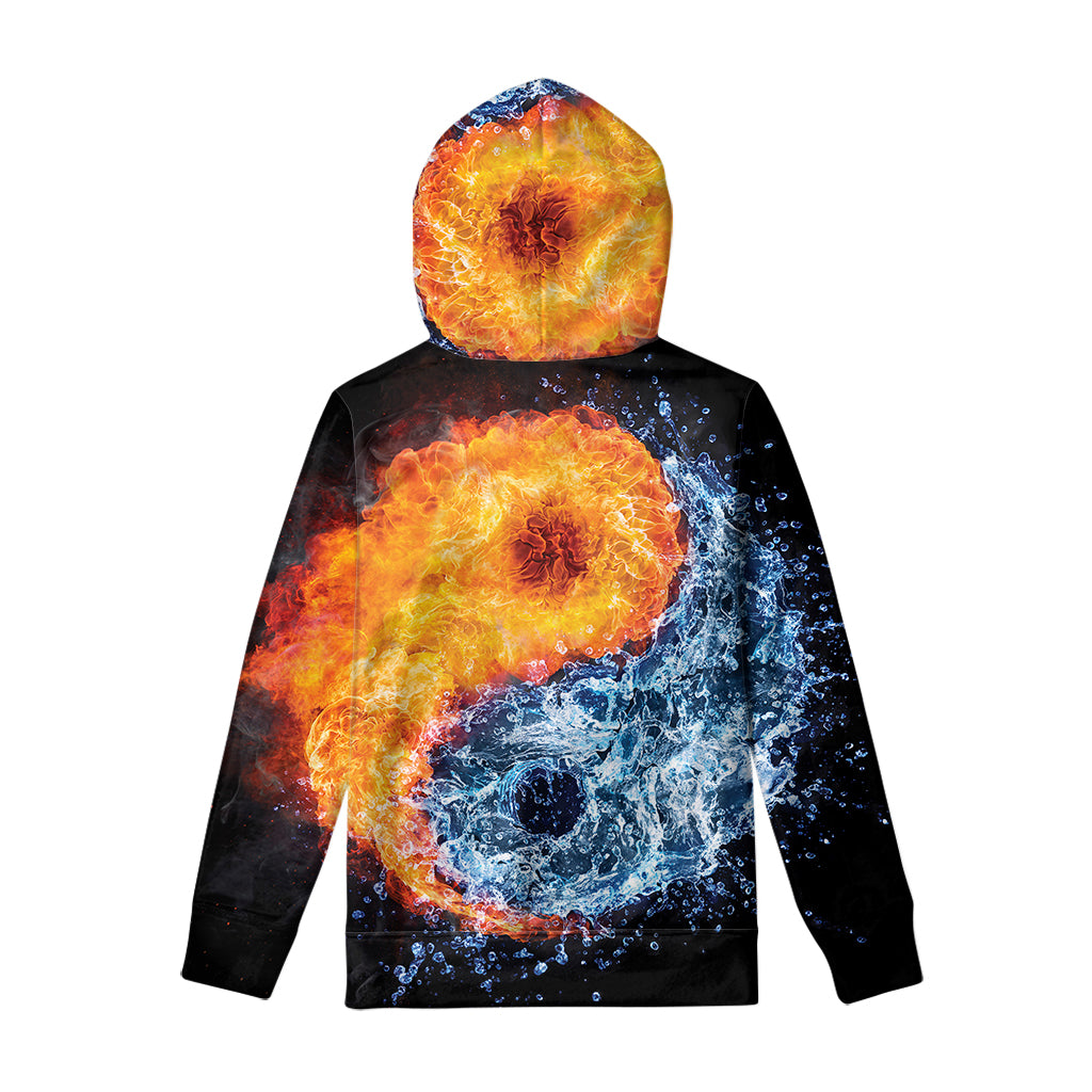 Fire And Water Yin Yang Print Pullover Hoodie