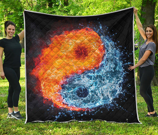Fire And Water Yin Yang Print Quilt