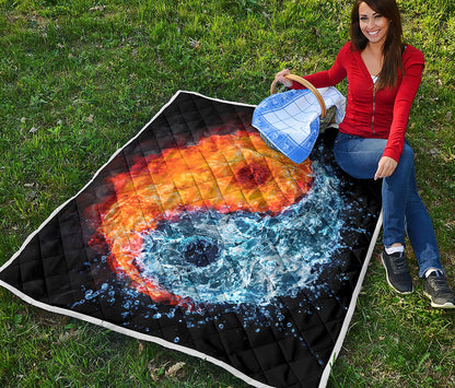 Fire And Water Yin Yang Print Quilt