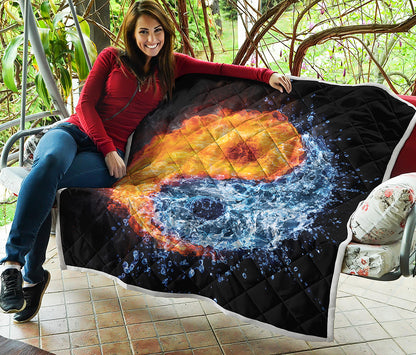 Fire And Water Yin Yang Print Quilt