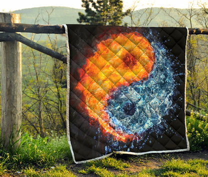 Fire And Water Yin Yang Print Quilt