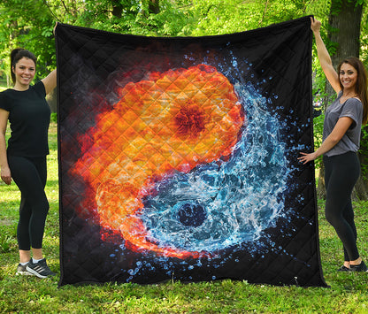 Fire And Water Yin Yang Print Quilt