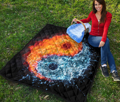 Fire And Water Yin Yang Print Quilt