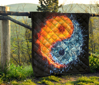 Fire And Water Yin Yang Print Quilt