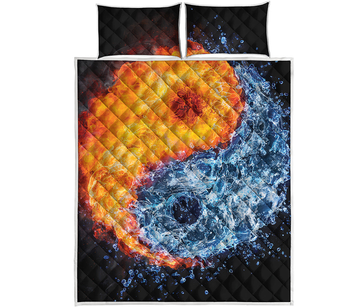 Fire And Water Yin Yang Print Quilt Bed Set