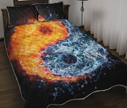 Fire And Water Yin Yang Print Quilt Bed Set
