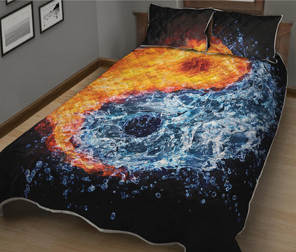 Fire And Water Yin Yang Print Quilt Bed Set
